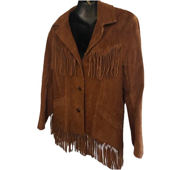 Vintage 1960s/70s Suede Leather Fringe Jacket Hippy Pioneer Way Made In USA - Picture 1 of 9